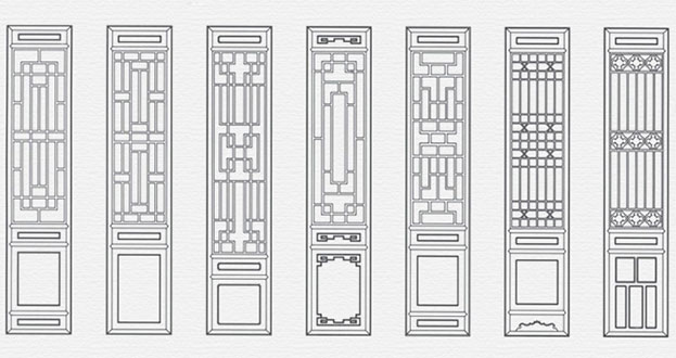 苍南常用中式仿古花窗图案隔断设计图